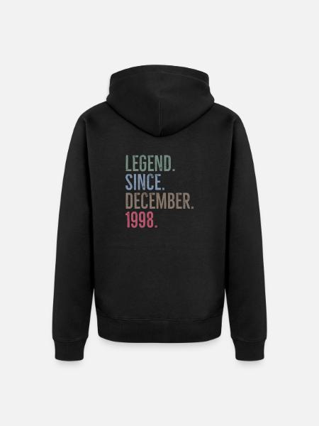 Legend Since December 1998 - Unisex Premium Organic Zip Hoodie - black