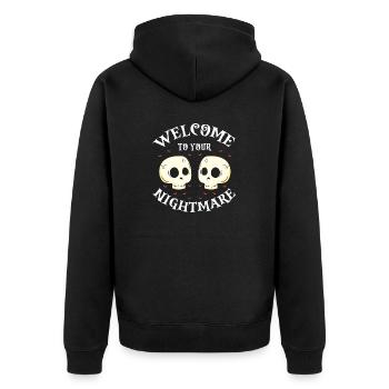 Welcome To Your Nightmare Funny Halloween Skulls - Unisex Premium Bio Zip Hoodie - Schwarz - Hinten - Nico (187cm)