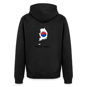 South Korea - Unisex Premium Organic Zip Hoodie - black - Back - Nico (187cm)