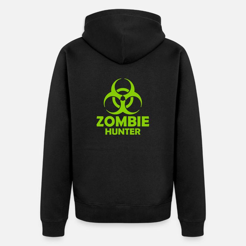 Chasseur de zombies Citation d’Halloween - Veste à capuche bio Premium Unisexe - noir