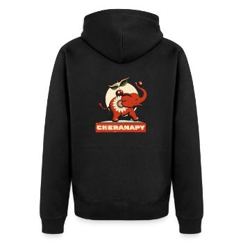 Cheranapy Cherry-Fant - Unisex Premium Bio Zip Hoodie - Schwarz - Hinten - Nico (187cm)