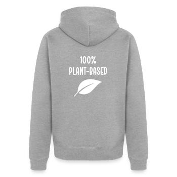 Vegan Geschenksidee für Veganer - Unisex Premium Bio Zip Hoodie - Grau meliert - Hinten - Nico (187cm)