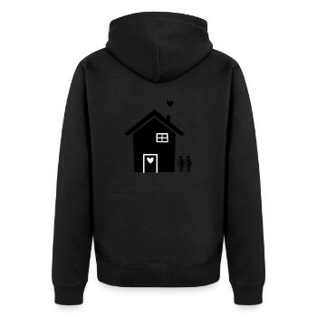 Umzug Hausbau Partnerschaft Lesbisch Pride - Unisex Premium Bio Zip Hoodie - Schwarz - Hinten - Nico (187cm)