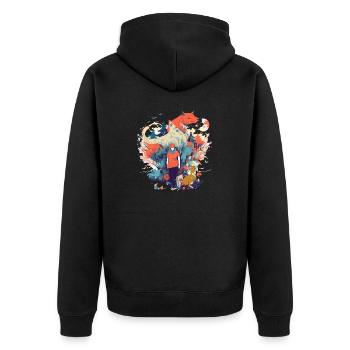 Eine surreale Welt - Unisex Premium Bio Zip Hoodie - Schwarz - Hinten - Nico (187cm)