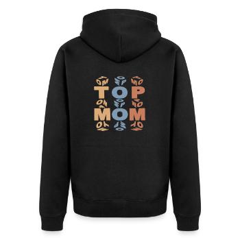 TOP MAMA colorful - Unisex Premium Bio Zip Hoodie - Schwarz - Hinten - Nico (187cm)
