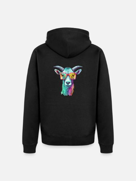 Biki the goat - Unisex Premium Organic Zip Hoodie - black
