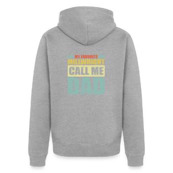 Vintage Mein Lieblingsmühlenbauer nennt mich Papa Vater - Unisex Premium Bio Zip Hoodie - Grau meliert - Hinten - Nico (187cm)