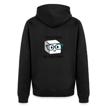 Süßer Nerd Zuckerwürfel: Einfach Zucker Viel Zu - Unisex Premium Bio Zip Hoodie - Schwarz - Hinten - Nico (187cm)