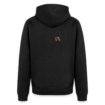 Pferdekopf Design - Hengst und Stute Pocket - Unisex Premium Bio Zip Hoodie - Schwarz - Hinten - Nico (187cm)