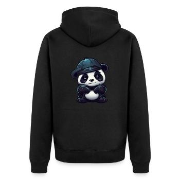 Cool panda with red eyes - Unisex Premium Organic Zip Hoodie - black - Back - Nico (187cm)