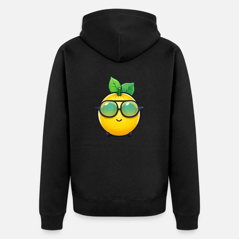 Coole Zitrone - Erfrischende Limonaden-Design - Unisex Premium Bio Zip Hoodie - Schwarz