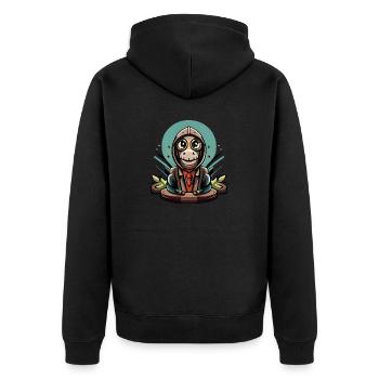 Meditating dinosaur - Unisex Premium Organic Zip Hoodie - black - Back - Nico (187cm)