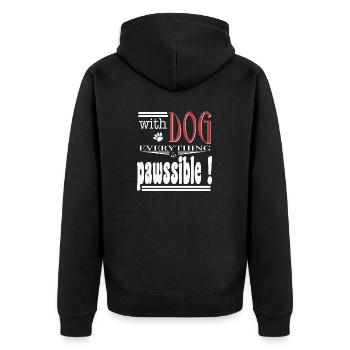 With dog everthing is pawssible - Unisex Premium Bio Zip Hoodie - Schwarz - Hinten - Nico (187cm)