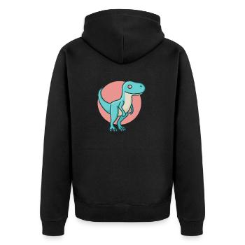 hugadino Velociraprot, Dino, süßer Dinosaurier - Unisex Premium Bio Zip Hoodie - Schwarz - Hinten - Nico (187cm)