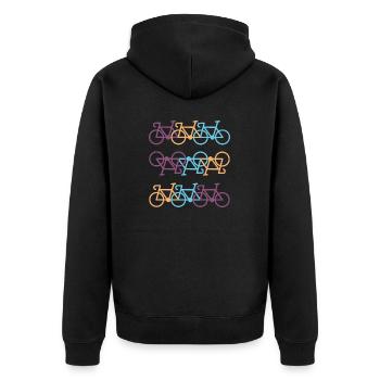 Fahrrad - Unisex Premium Bio Zip Hoodie - Schwarz - Hinten - Nico (187cm)