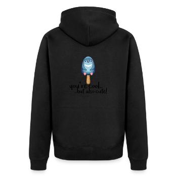 Vogel - Unisex Premium Bio Zip Hoodie - Schwarz - Hinten - Nico (187cm)