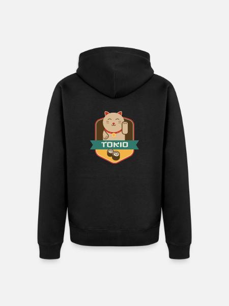 Katze in Tokio - Unisex Premium Bio Zip Hoodie - Schwarz