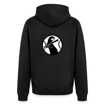 Otter Baseball Silhouette - Unisex Premium Organic Zip Hoodie - black - Back - Nico (187cm)