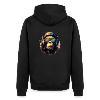 Singe cool avec lunettes de soleil et casque chimpanzé - Veste à capuche bio Premium Unisexe - noir - Dos - Nico (187cm)