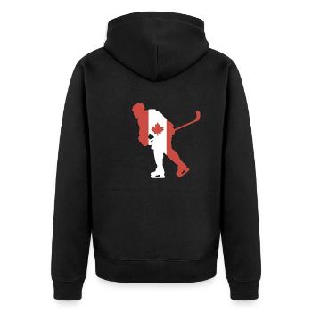 Drapeau du Canada joueur de hockey - Veste à capuche bio Premium Unisexe - noir - Dos - Nico (187cm)