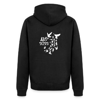 abi 2022,abitur,tauben,vögel,freiheit,fliegen - Unisex Premium Bio Zip Hoodie - Schwarz - Hinten - Nico (187cm)