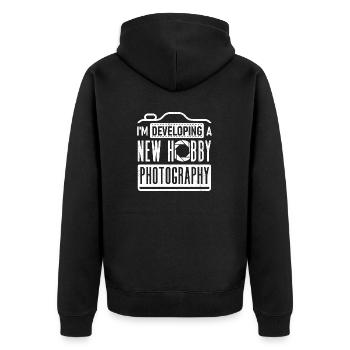 Photographe Photographie Développer Un nouveau passe-temps - Veste à capuche bio Premium Unisexe - noir - Dos - Nico (187cm)