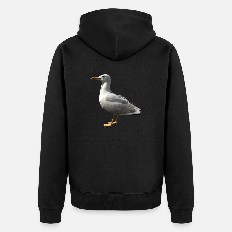 Möwe Vogel Geschenkidee - Unisex Premium Bio Zip Hoodie - Schwarz