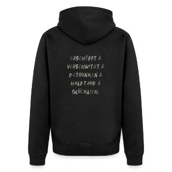 Festival Konzert betrunken Spaß Schrift - Unisex Premium Bio Zip Hoodie - Schwarz - Hinten - Nico (187cm)