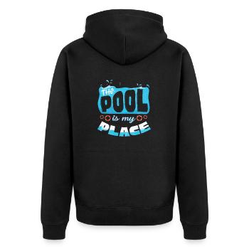 Pool Guy Cleaner Pool Service The Pool Is My Place - Unisex Premium Bio Zip Hoodie - Schwarz - Hinten - Nico (187cm)