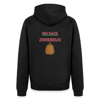Ein Sack Zwiebeln - Unisex Premium Bio Zip Hoodie - Schwarz - Hinten - Nico (187cm)