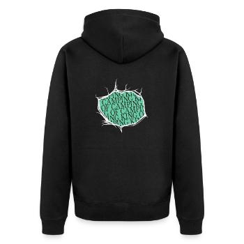camping hoodie campsite joke rv van life - Unisex Premium Bio Zip Hoodie - Schwarz - Hinten - Nico (187cm)