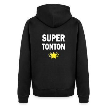 super tonton / cadeau humour tonton - Veste à capuche bio Premium Unisexe - noir - Dos - Nico (187cm)