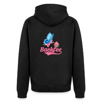 Backfee Konditor Torten Bäckerin - Unisex Premium Bio Zip Hoodie - Schwarz - Hinten - Nico (187cm)