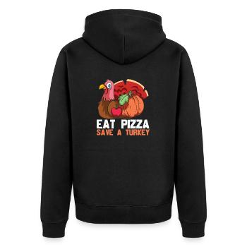 eat pizza save a turkey - Funny Turkey - Veste à capuche bio Premium Unisexe - noir - Dos - Nico (187cm)