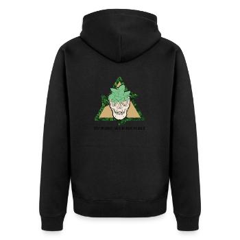 DU WIRST AUCH RECYCELT - Unisex Premium Bio Zip Hoodie - Schwarz - Hinten - Nico (187cm)