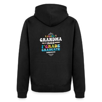 Stolze Oma einer 1. Klasse von 2023 - Unisex Premium Bio Zip Hoodie - Schwarz - Hinten - Nico (187cm)