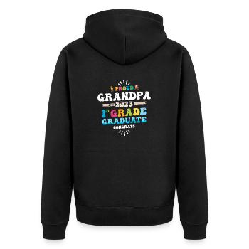 Stolzer Opa einer 1. Klasse von 2023 - Unisex Premium Bio Zip Hoodie - Schwarz - Hinten - Nico (187cm)