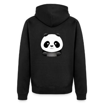 Süßer Panda Kawaii Cartoon Bär Liebe 2 - Unisex Premium Bio Zip Hoodie - Schwarz - Hinten - Nico (187cm)