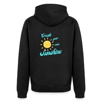 Create your own Sunshine - Unisex Premium Bio Zip Hoodie - Schwarz - Hinten - Nico (187cm)