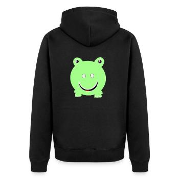 Runder Frosch - Unisex Premium Bio Zip Hoodie - Schwarz - Hinten - Nico (187cm)