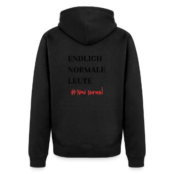 Endlich Normale Leute #now normal - Unisex Premium Bio Zip Hoodie - Schwarz - Hinten - Nico (187cm)