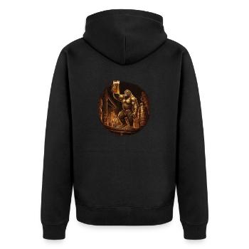 Gorilla zapft Bier in Brauerei - Unisex Premium Bio Zip Hoodie - Schwarz - Hinten - Nico (187cm)