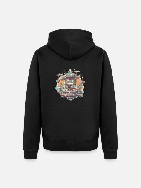 Futuristic city - Unisex Premium Organic Zip Hoodie - black