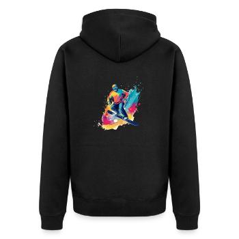 Polo Snowboard - Unisex Premium Bio Zip Hoodie - Schwarz - Hinten - Nico (187cm)