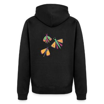 Glückliche Schmetterlinge - Unisex Premium Bio Zip Hoodie - Schwarz - Hinten - Nico (187cm)