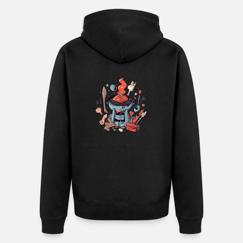 Barbecue et ustensiles n°2 - Veste à capuche bio Premium Unisexe - noir