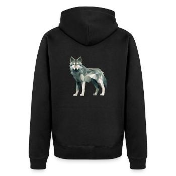 Wolf Geometric Drawing - Unisex Premium Organic Zip Hoodie - black - Back - Nico (187cm)