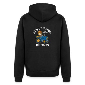 Dennis Vorname Traktor - Unisex Premium Bio Zip Hoodie - Schwarz - Hinten - Nico (187cm)