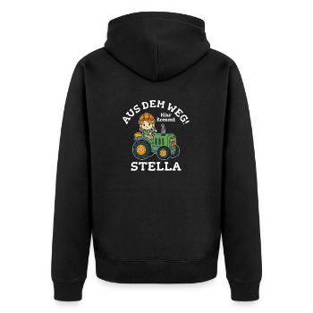 Stella Name Traktor - Unisex Premium Bio Zip Hoodie - Schwarz - Hinten - Nico (187cm)