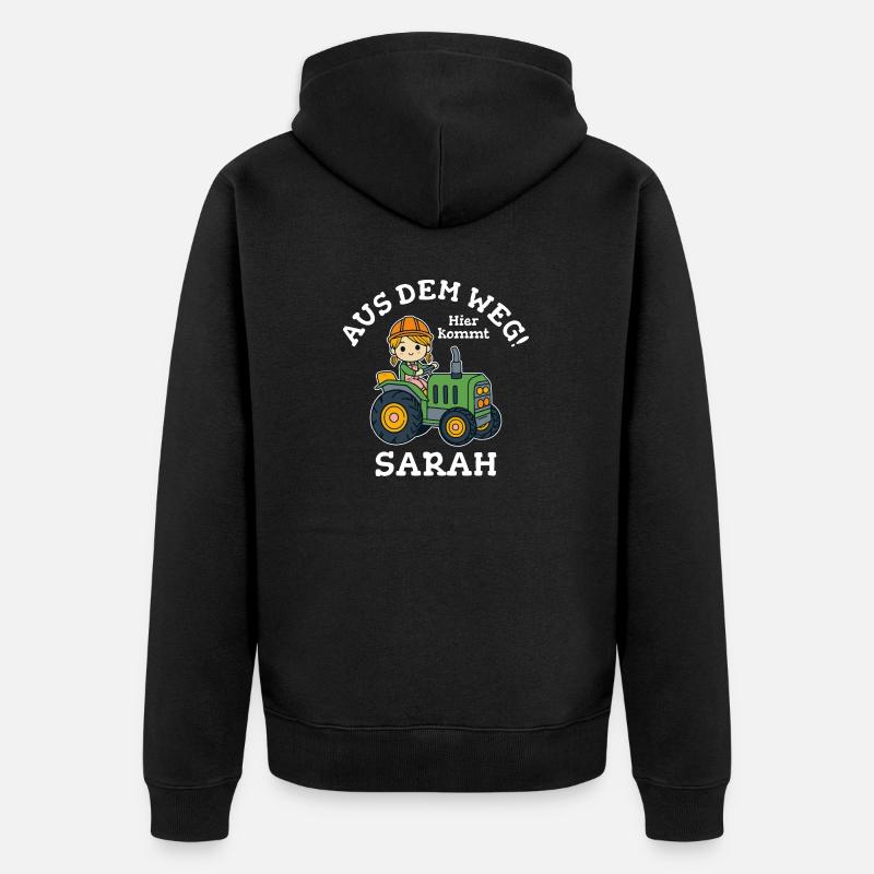 Sarah Name Traktor - Unisex Premium Bio Zip Hoodie - Schwarz
